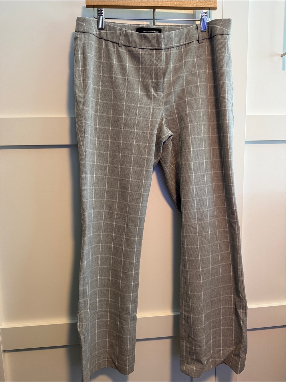 Amanda & Chelsea Gray Windowpane Straight-Leg Dress Pants